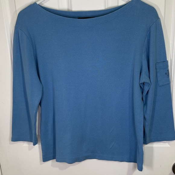 Ralph Lauren Tops - Lauren Ralph Lauren Blue 100% Cotton 3/4 Sleeve Women's Top Size Large
